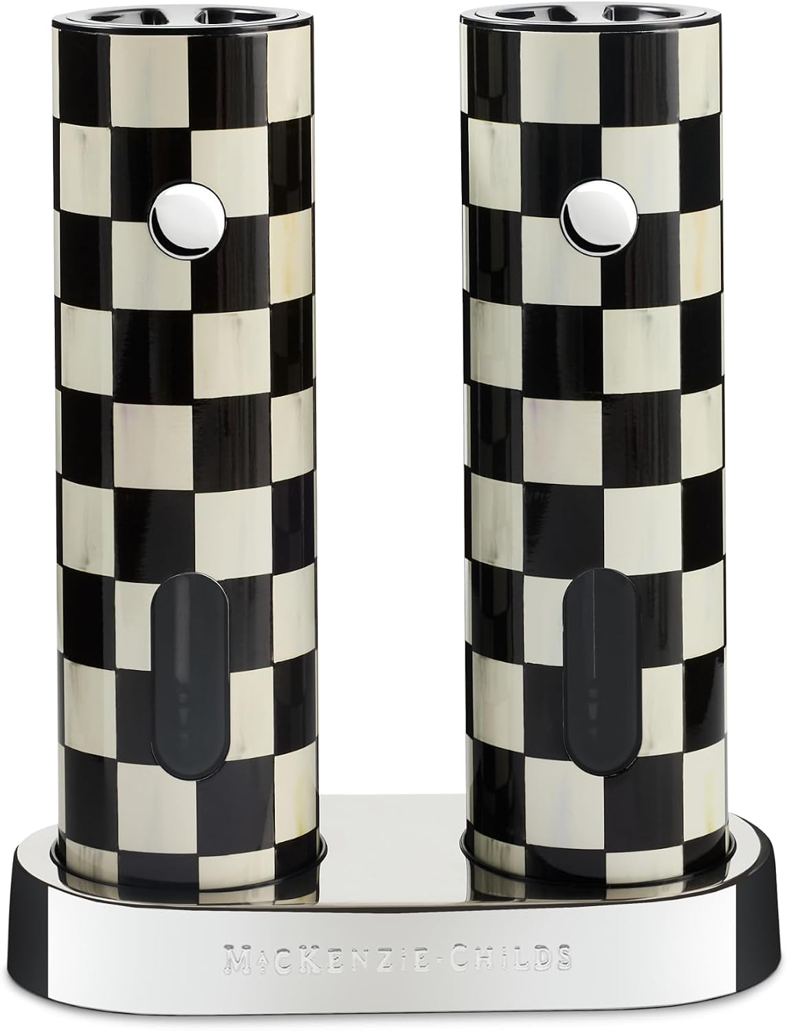MACKENZIE-CHILDS Electric Salt and Pepper Grinder Set, Courtly Check