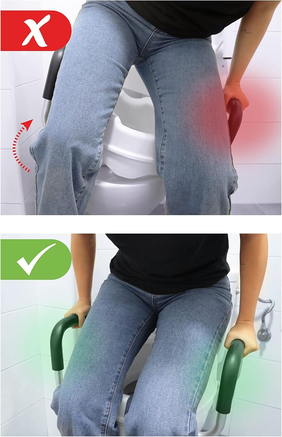 PEPE Mobility Rialzo WC per Anziani con Braccioli e Coperchio (10 cm Altezza), Alzawater per Protesi Anca, Rialzo per WC Disabili, Universale, Bianco