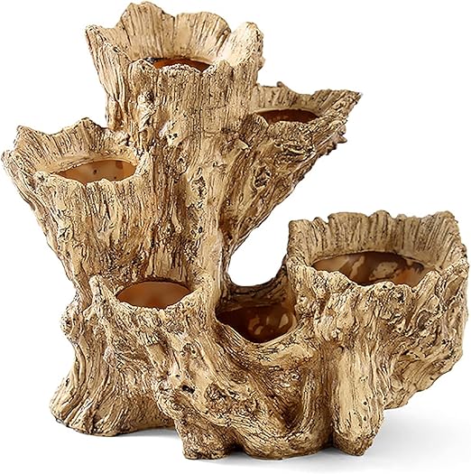 Succulent Planter Driftwood Pot Faux Wood Stump Indoor Plant Container