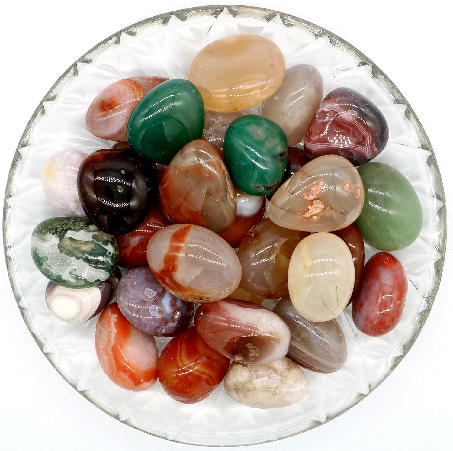 Natural Crystal and Healing Stones Set 16 Pc Agate Stones Rock Gemstones Witches Reiki Energy Balancing Meditation Divination Home Decor DIY