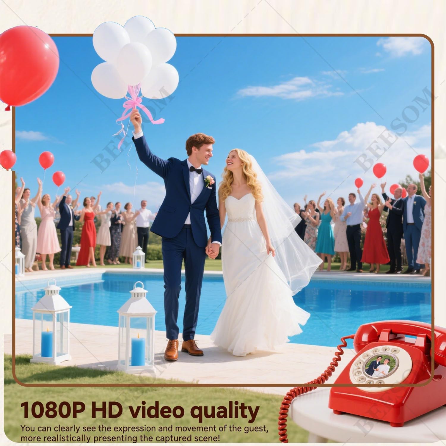 Phone Guestbook Creative Easy to Use & Fun Engagements Anniversaries Baby Showers Graduation,Unique Phone Voice Recorder,for Wedding,Bridal Shower D image 4