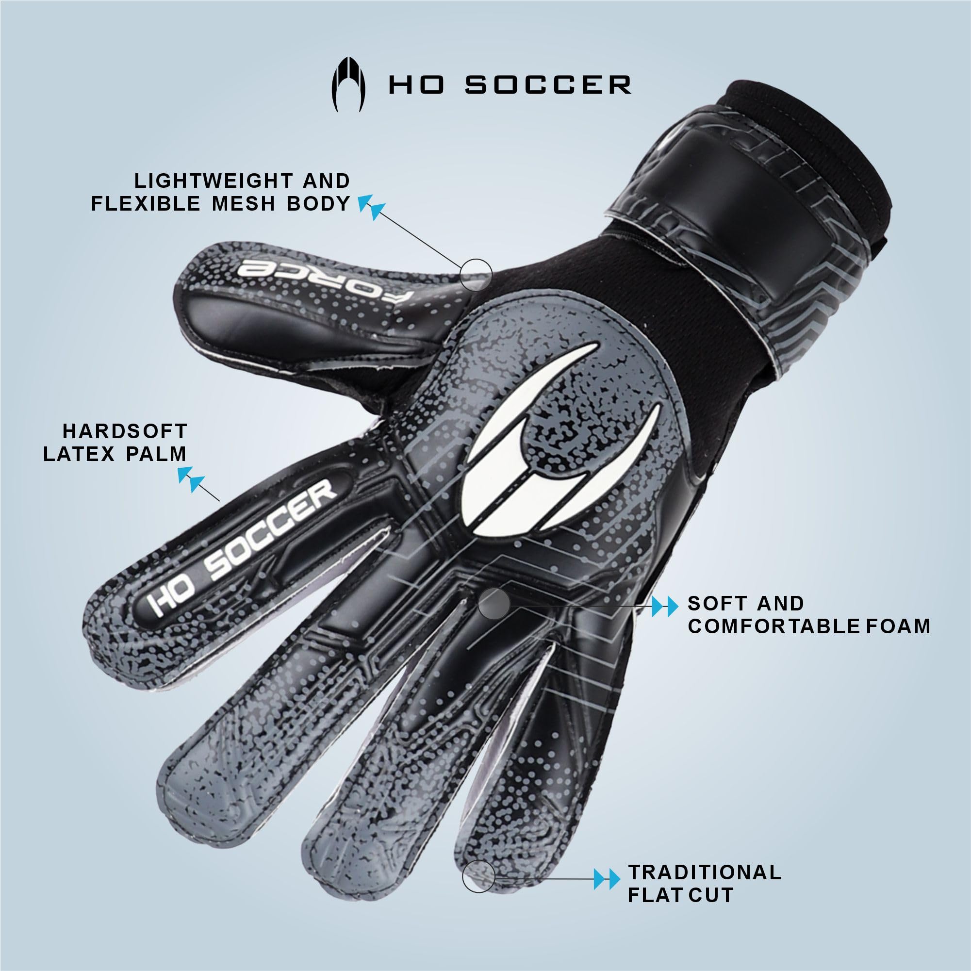 HO Soccer Force Black Guantes de Portero Niños