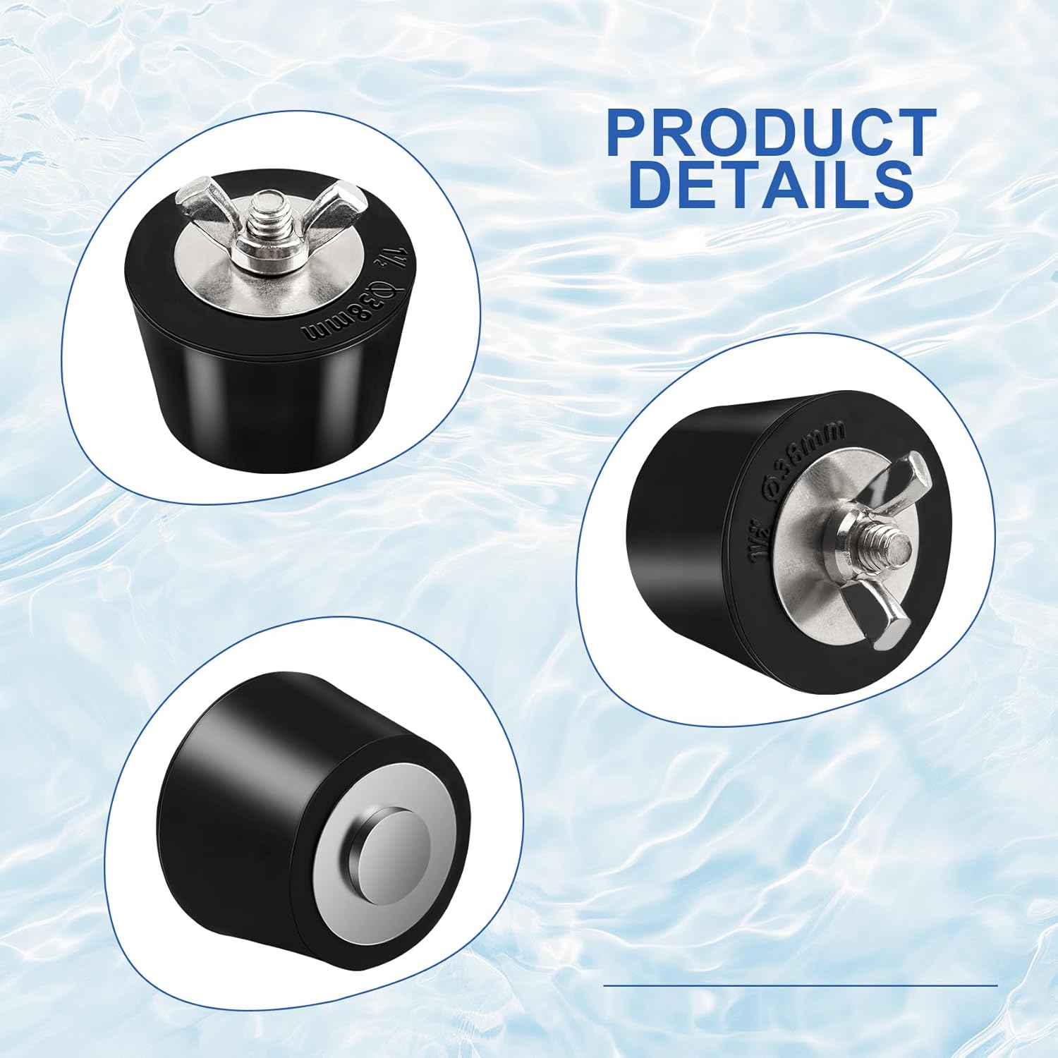 1.5 Inch Pool Rubber Plug, Pool Rubber Expansion Winterizing Stopper Plug, Swimming Pool Antifreeze Plugs for Inground Pool Above Ground Pool, 2 Pack