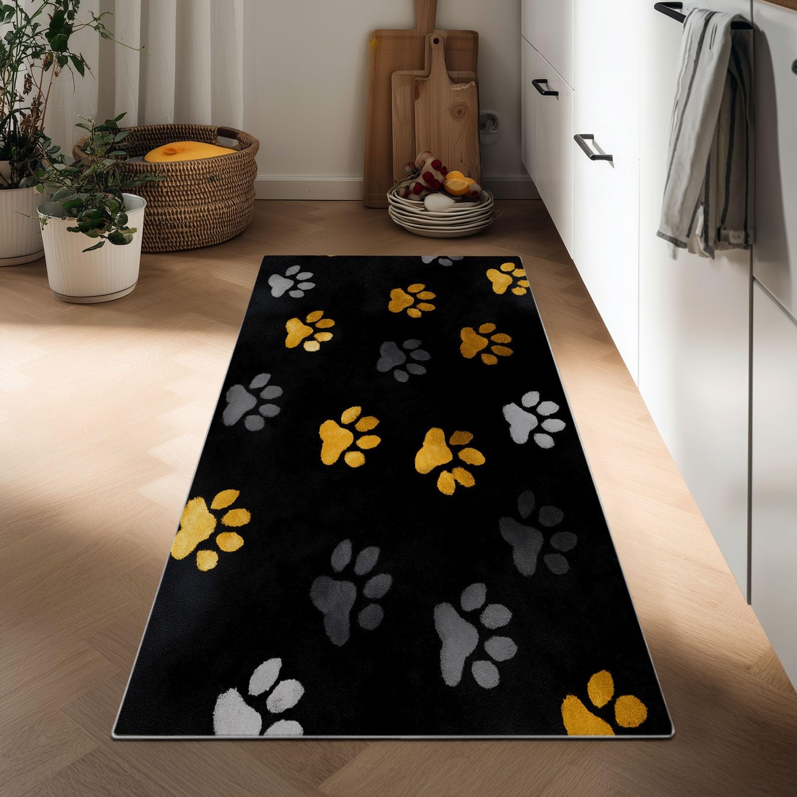 Long Runner Rugs for Hallway 60 x 120 cm, Animal Cat Paw Prints Non Slip Hall Runner Carpets, Narrow Rugs Washable Simple Style Carpet for Hallway Stair Entryway Kitchen