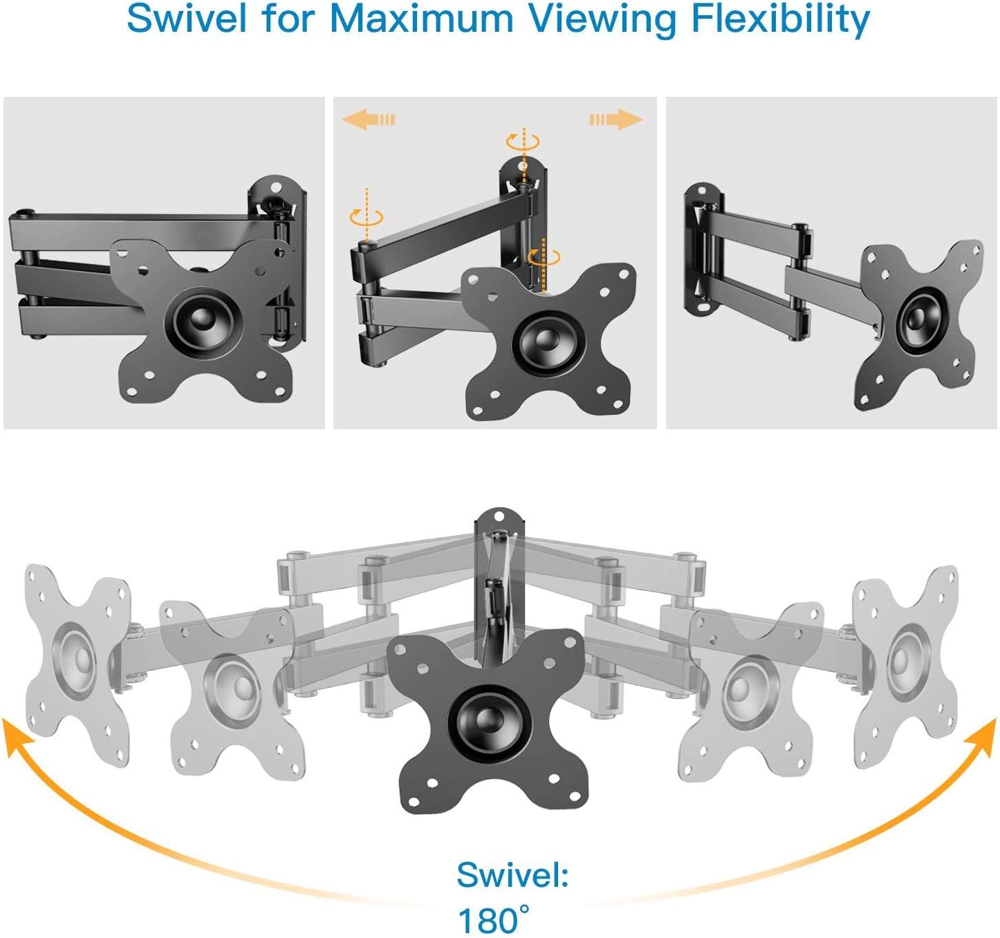 PERLESMITH Full Motion TV Wall Mount for Most 10-30 Inch TVs & Monitors - Wall Mount TV Bracket with Swivel & Extends 17 Inch - TV Mount Fits LED, LCD, OLED Flat Screen TVs up to 44lbs VESA 100X100