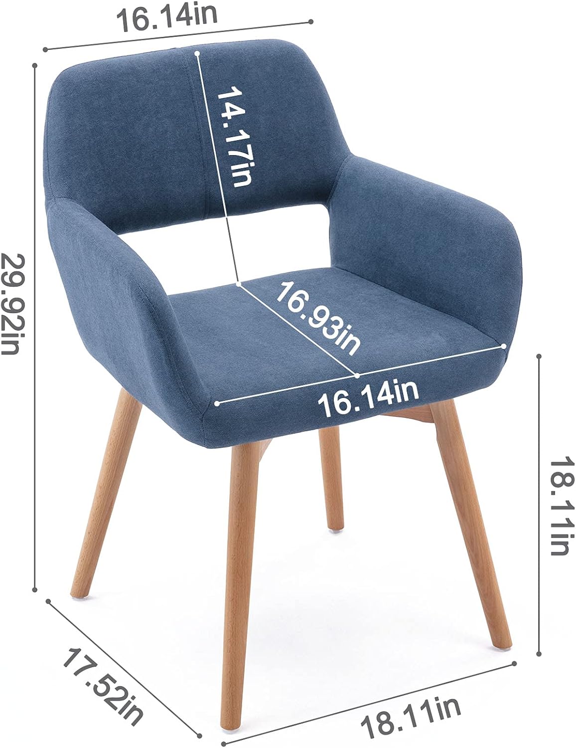 Crazy Deals WisHom Small Modern Living Dining Room Accent Arm Chairs Fabric Mid-Century Upholstered Side Seat Club Guest with Solid Wood Legs (2, Blue) Lowest Price WisHom Small Modern Living Dining Room Accent Arm Chairs Fabric Mid-Century Upholstered Side Seat Club Guest with Solid Wood Legs (2, Blue)