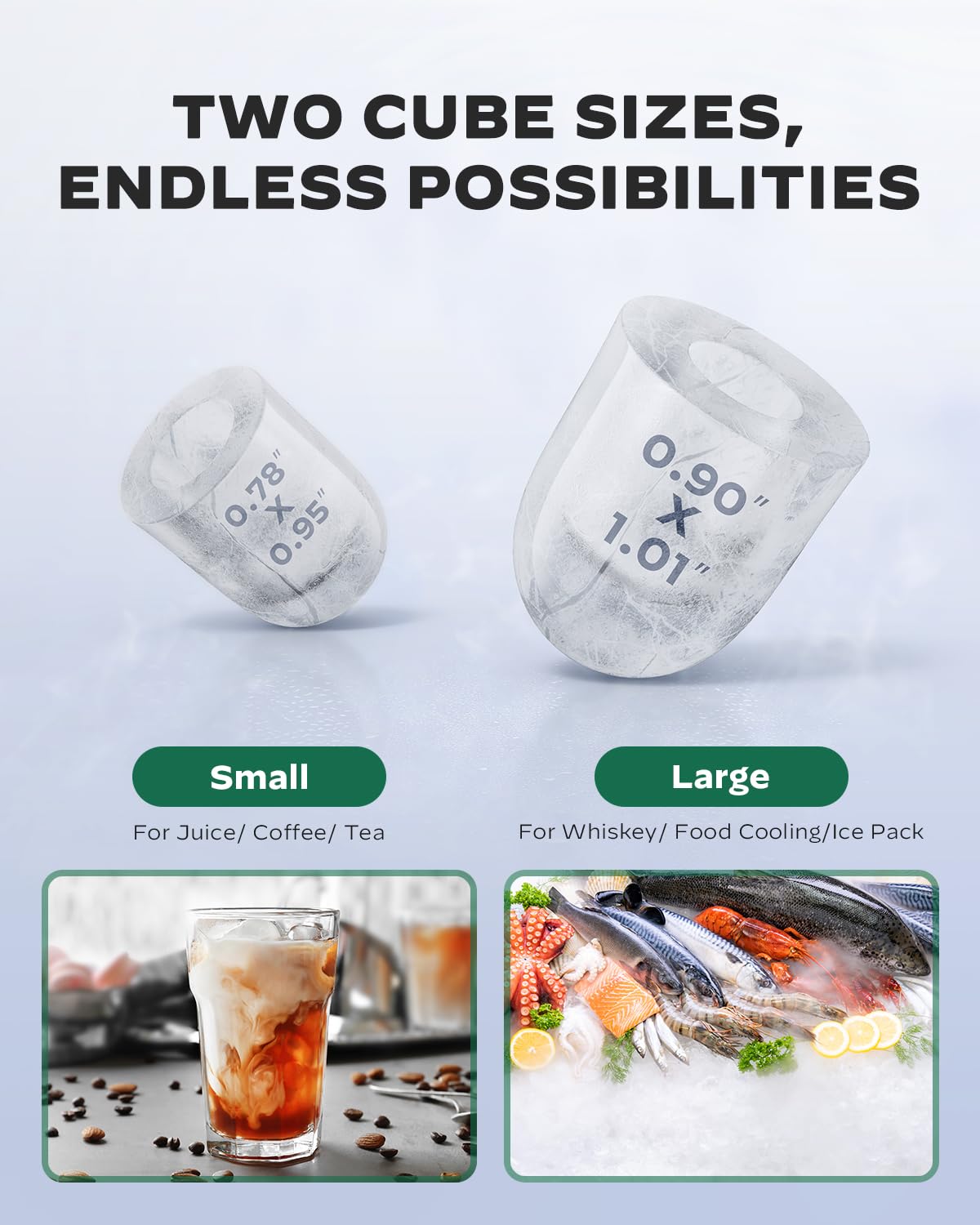Silonn Ice Maker Coutertop Machine - Portable Ice Cube Maker, 20lbs Of Bullet Ice Per Day, 6 Ice Cubes In 6 Mins, Visible Water Level Window, Stainless Steel, Ideal For Kitchen, Office, Camping on Fridge.com - View 6