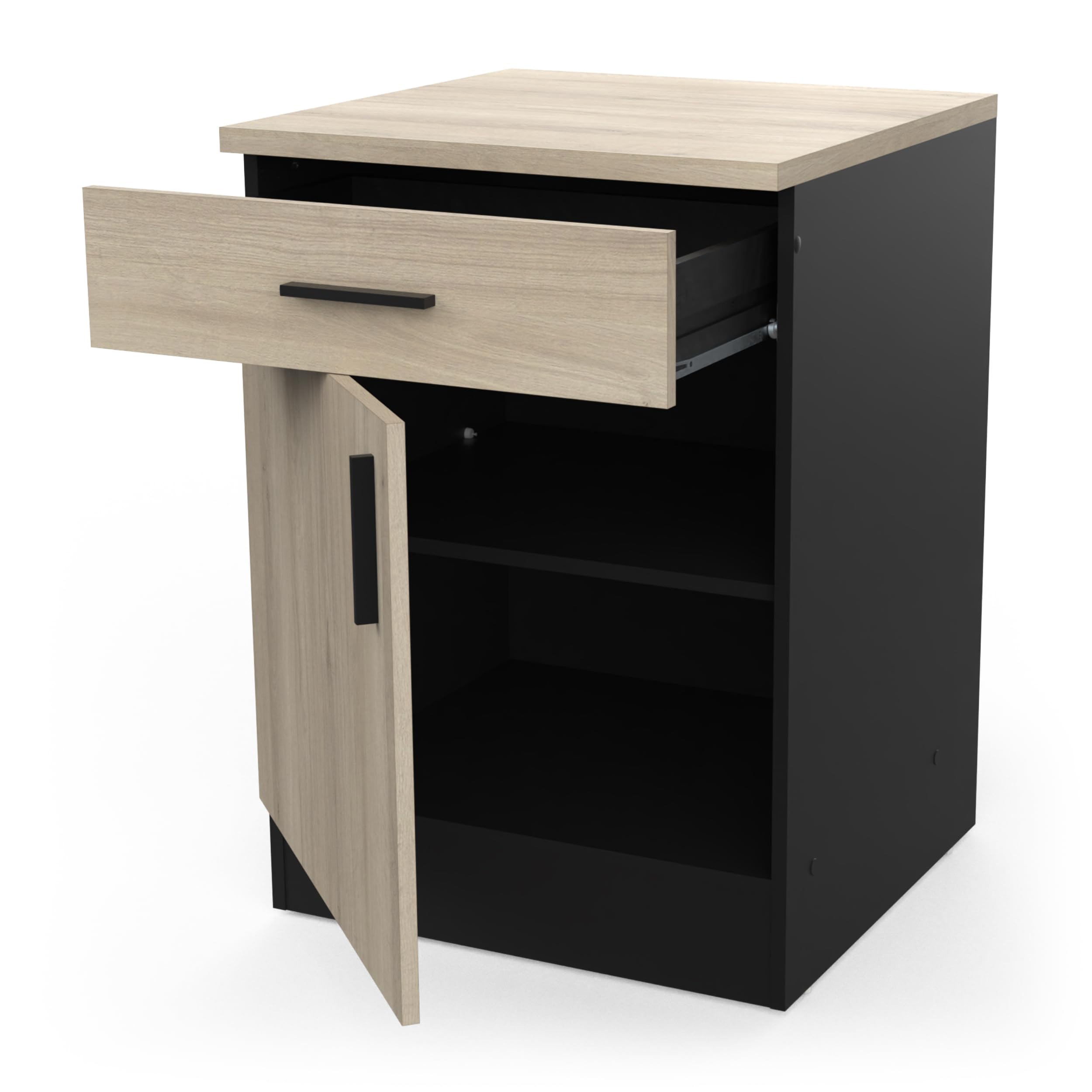 Meuble Bas Cuisine Avec Plan de Travail, 1 Porte & 1 Tiroir - ORIGAN - Fabriqué en France - L 40 x P 60 x H 85