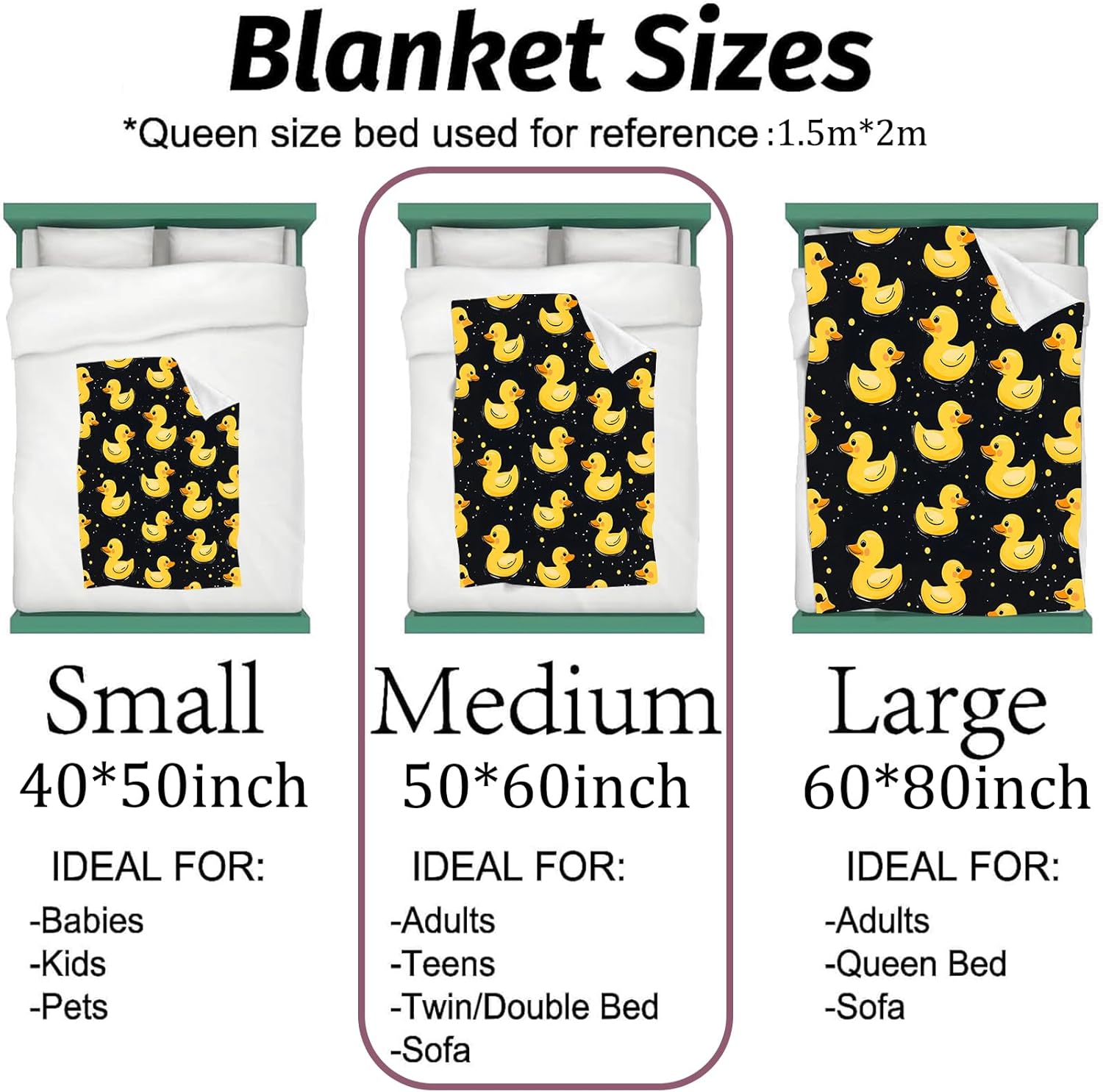 Cute Yellow Rubber Duck Blanket Lightweight Flannel Blankets Birthday Gifts for Adults with Playful Cartoon Printed Throw for Couch Chair Office Bedroom Decor, 60x50inch - Image 3