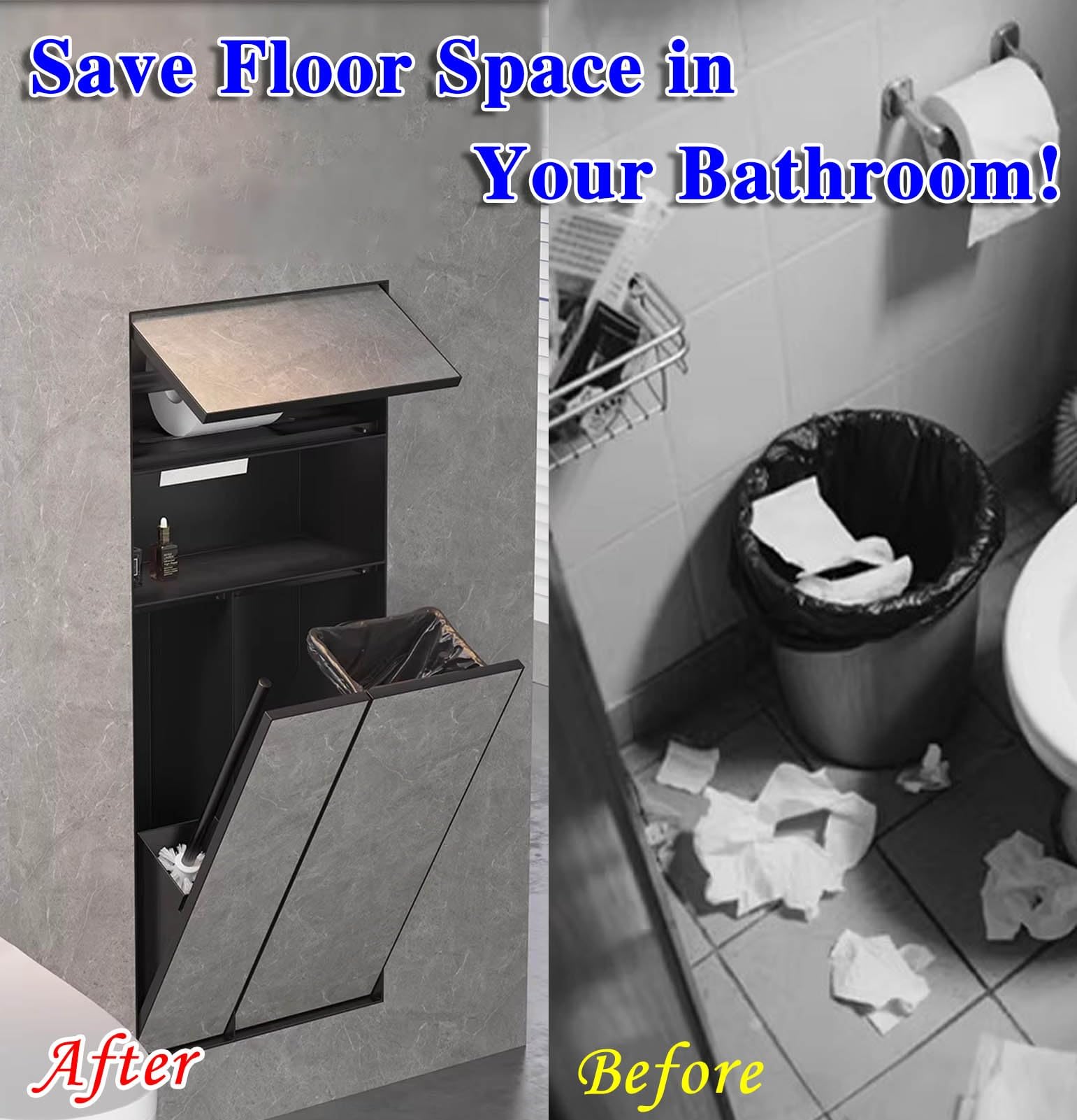 Nicchia Doccia Incasso Nicchia a Muro per Carta Igienica, Cestino per Rifiuti e Mobiletto, Porta Scopino per WC In Acciaio Inossidabile, Ideale per La Ristrutturazione del Bagno