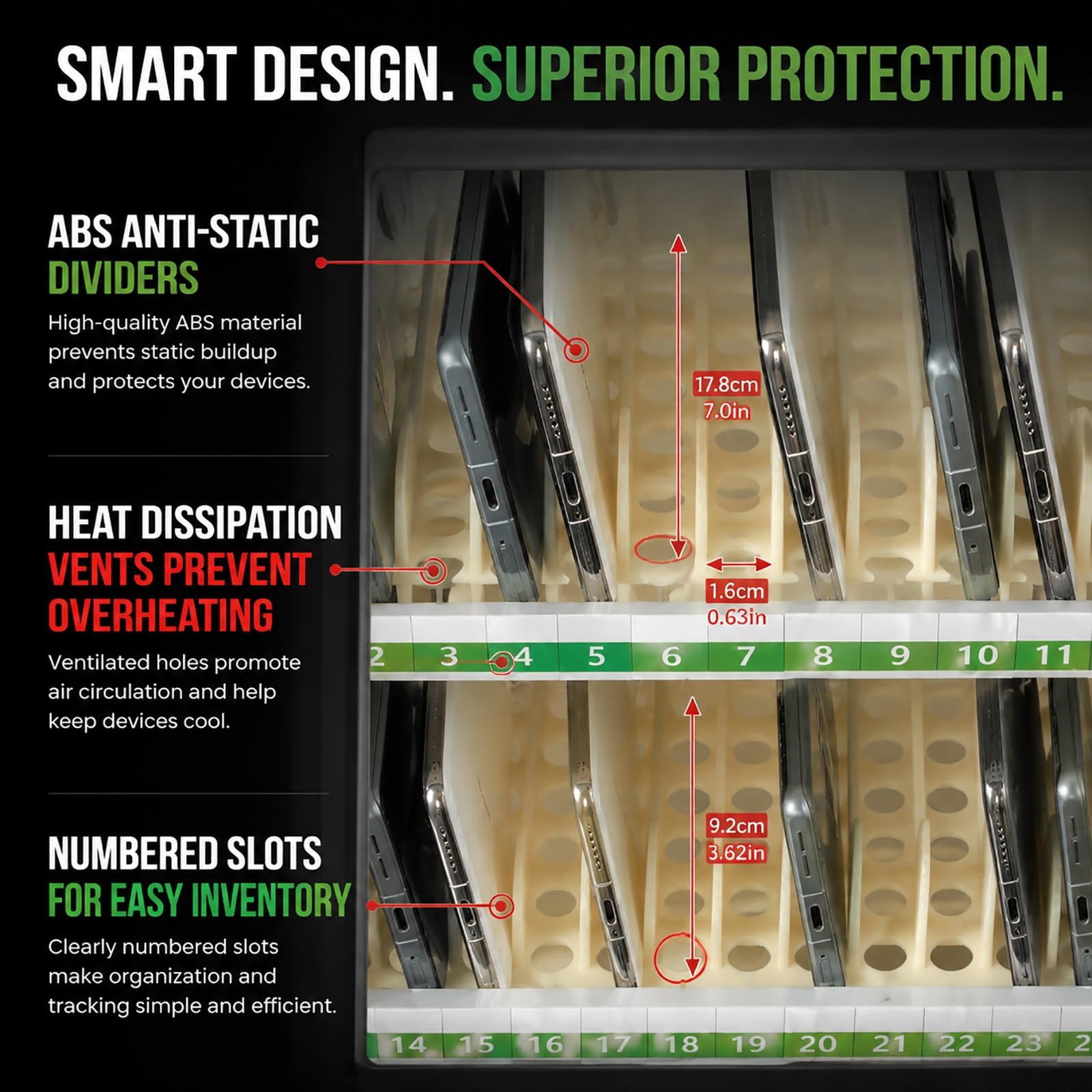 Armadietto Porta cellulari in Metallo Resistente, Organizer Smartphone