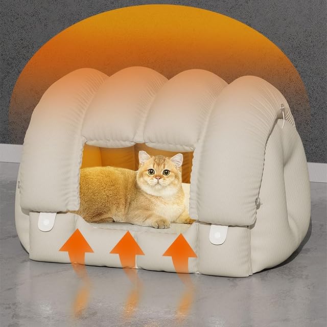 Casa para Gatos Casa para Mascotas con Calefacción de Dos Formas de Usar