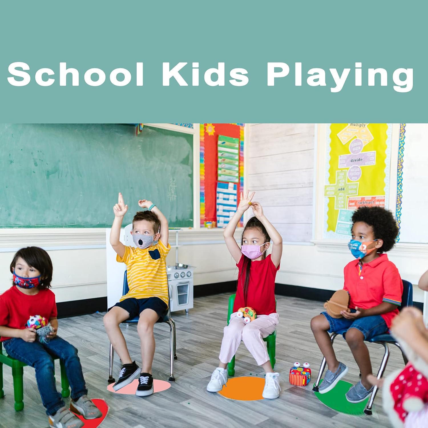 24 Pieces Round Floor Stickers 4 Inch Classroom Spots Stickers for Line up Multicolor Markers Floor Spots Self Adhesive Vinyl Dot Spots for Preschool Classroom and Kindergarten Elementary Teachers : Office Products