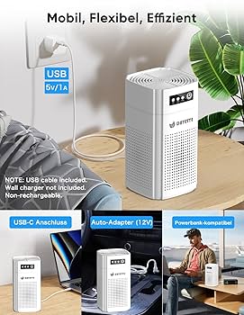 DAYETTE HEPA 13 Mini-Luftreiniger - Tragbarer Air Cleaner Für Auto & Schlafzimmer - Mit Aroma Diffusor 15dB Leise