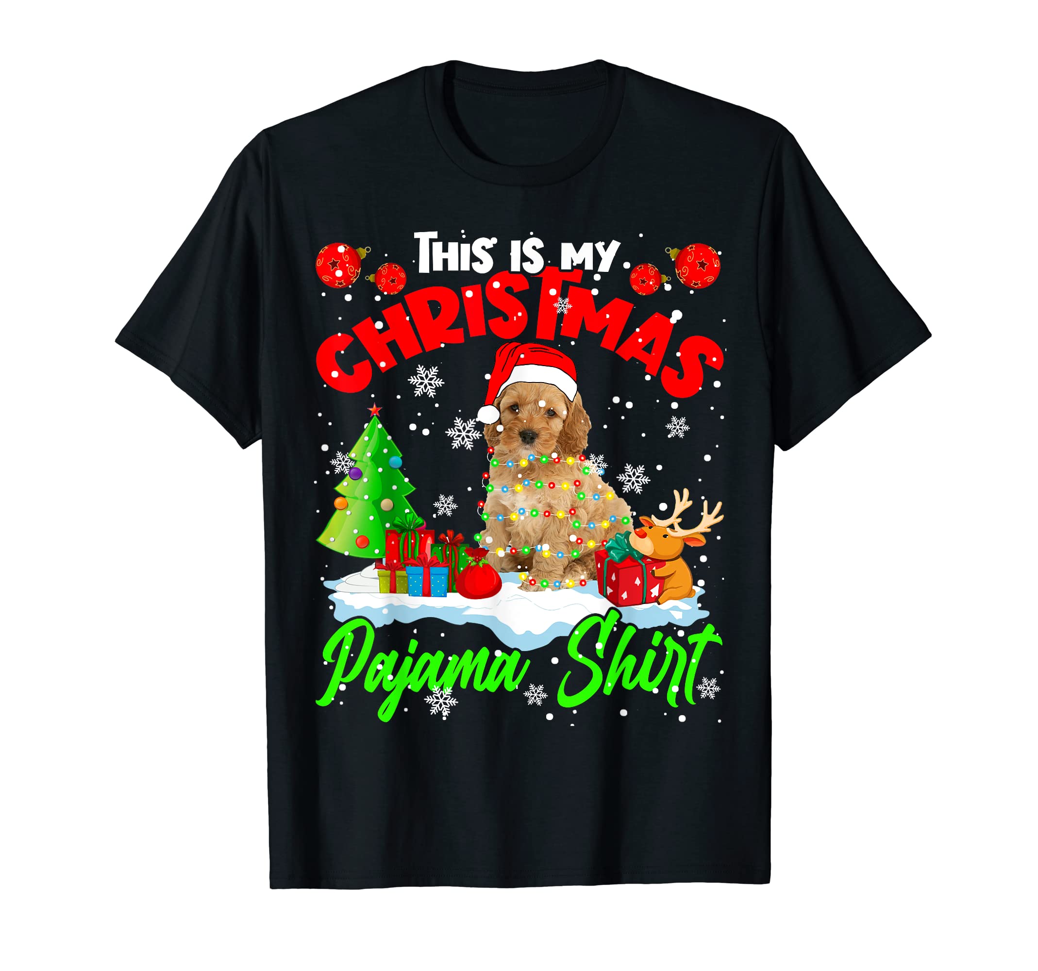 Funny Christmas Lights Santa Cockapoo Dog LoverThis Is My Christmas Pyjama Shirt Xmas Lights Santa Cockapoo T-Shirt