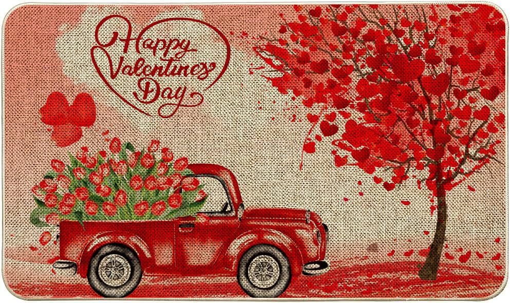 APKPK Tapete de bienvenida para el día de San Valentín al aire libre, tapete de bienvenida para puerta delantera, tapete de San Valentín para