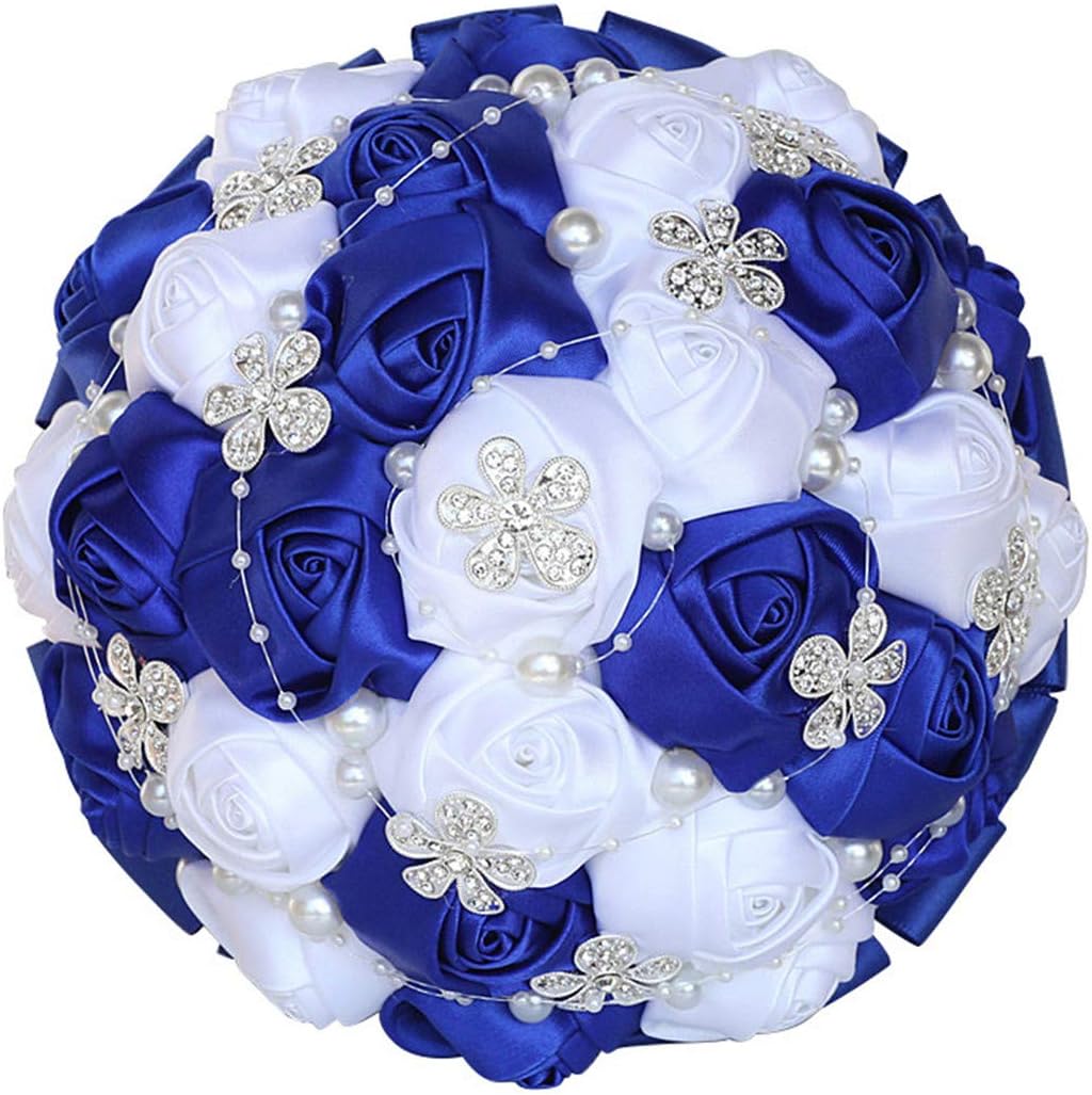 Yoanshop Handmade Wedding Bouquet Bridal Holding Bouquets Bride Bridesmaid Bouquet Wedding Decoration Silk Flowers with Rhinestone Decor (Light Purple White)