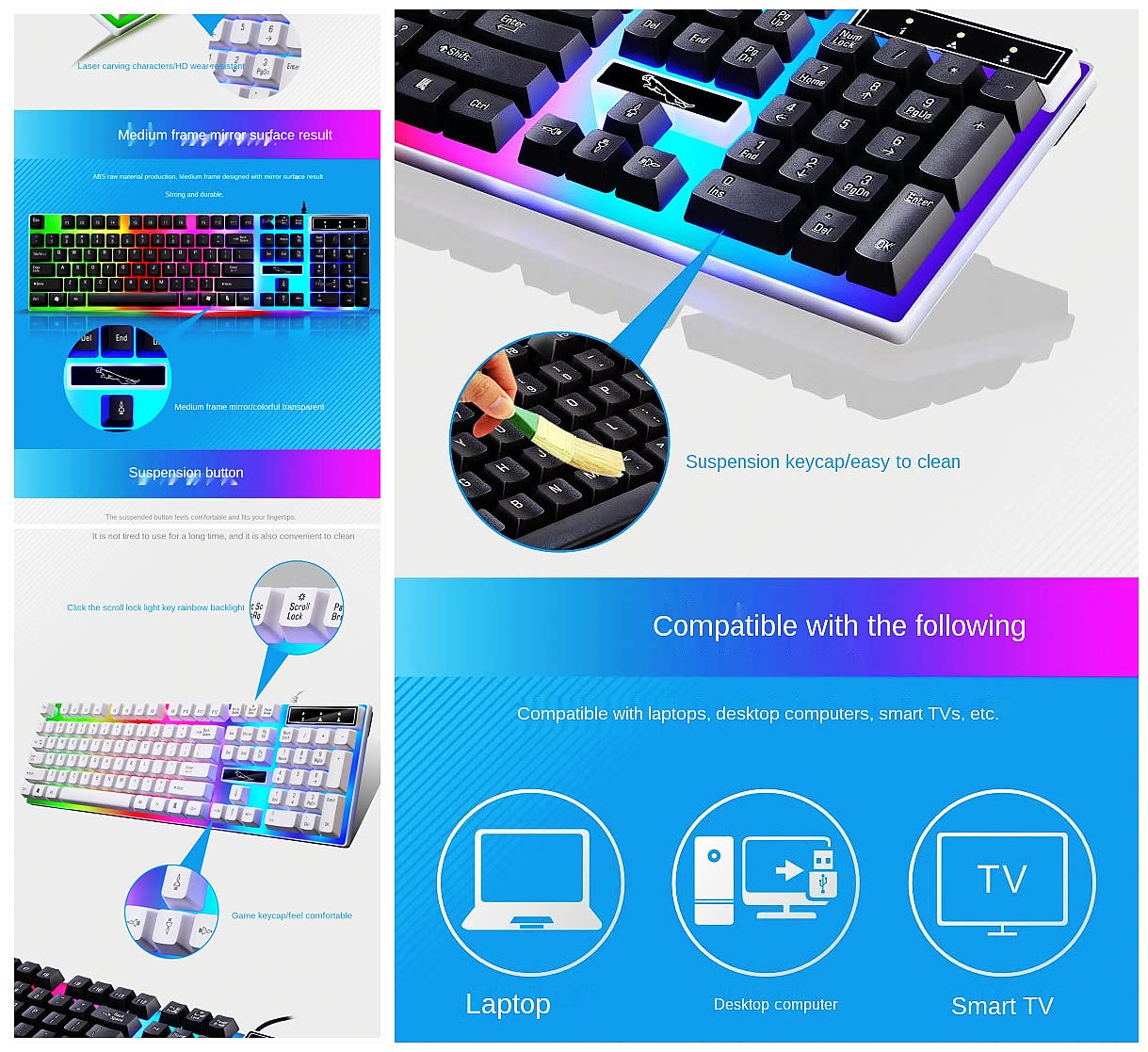 Amazon | G21B キーボードとマウスセット USB有線ゲーミングキーボード