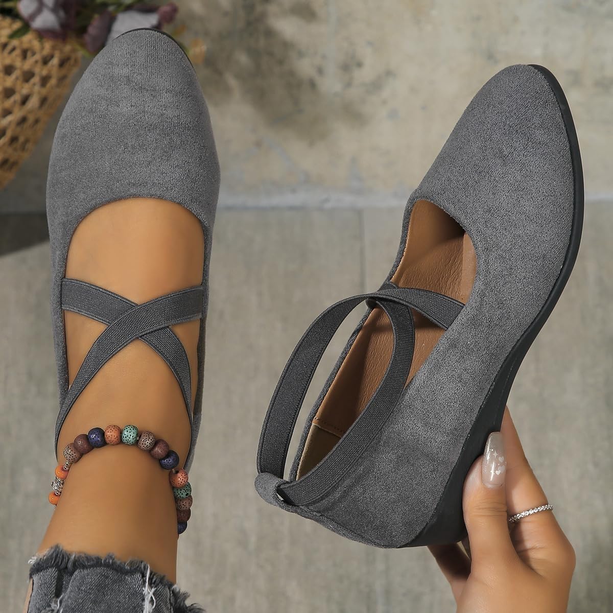 Women's Comfortable Arch Support Wedge Slip-On Shoes, Lightweight Non-Slip Shoes Low Heel Wedge Casual Work Ballerina Court Loafers