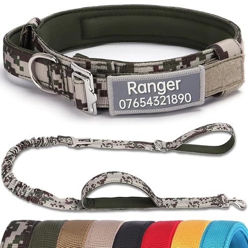 SEOUGEE Collar táctico personalizado con asa y correa