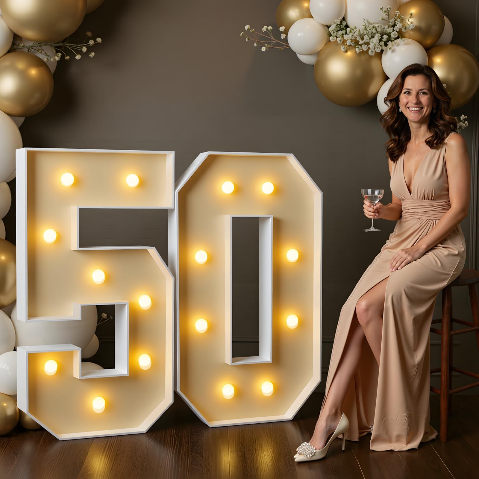 imprsv 3FT Block Marquee Numbers, Marquee Light Up Numbers 50th Birthday Decorations for Women, 50th Birthday Women Foam Board Anniversary Party