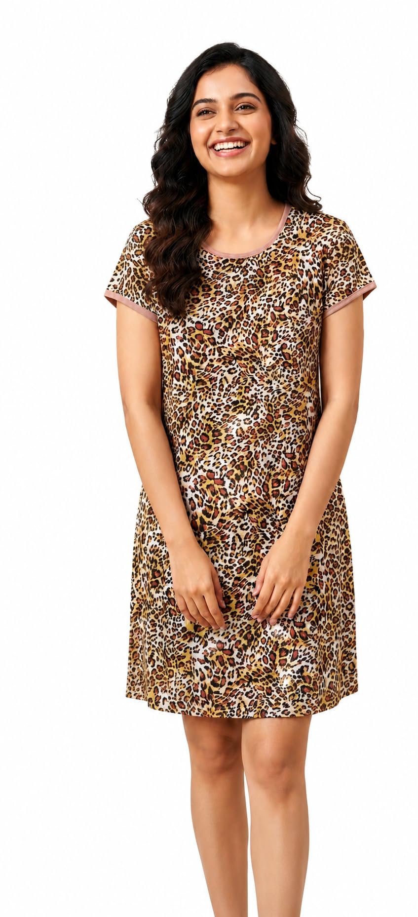 Women's Leopard Print Short Sleeve Night Dress-picture-40