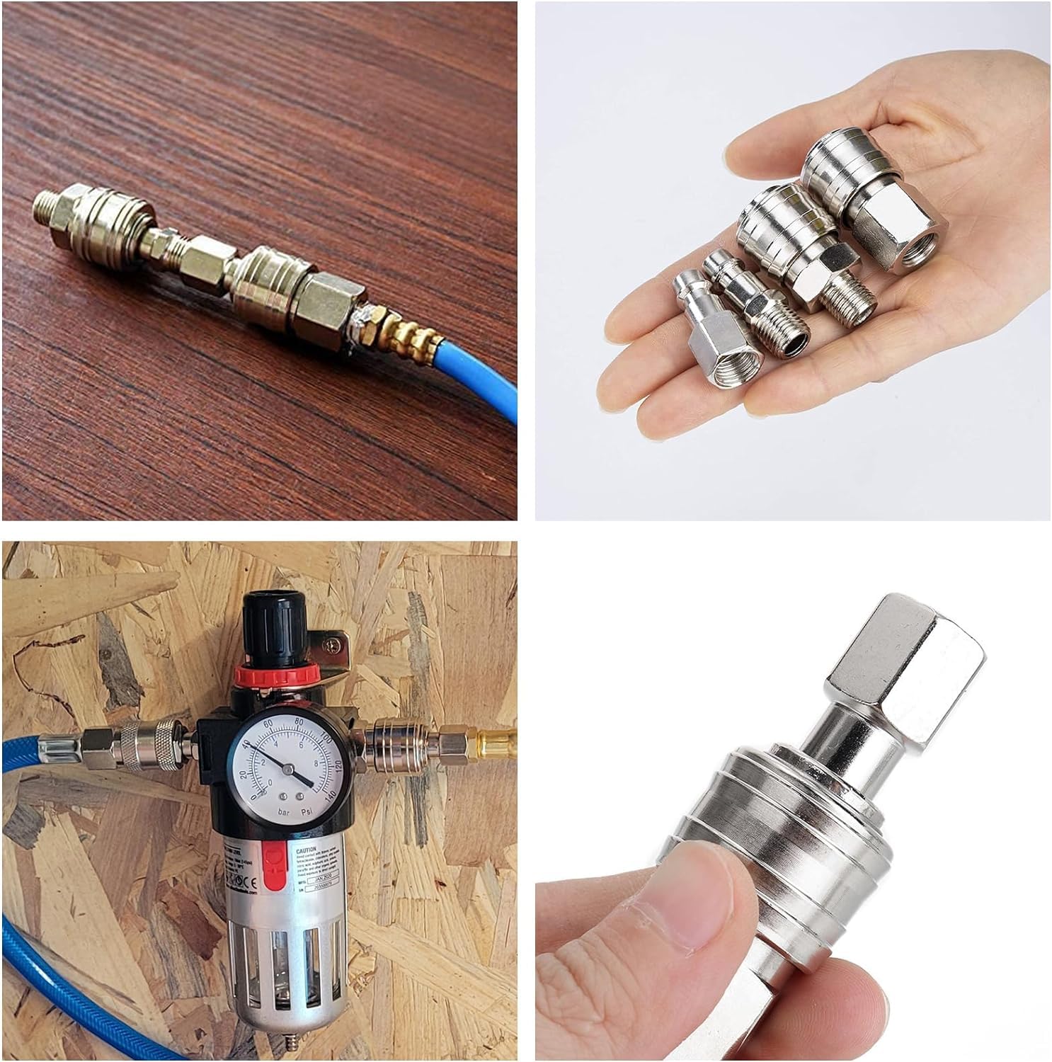 Acoplamiento rápido de aire comprimido 1/4" BSP, 20 PCS neumático para herramientas, compresores y mangueras