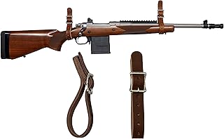 1844 Helko Werk Germany Leather Gun Hangers - Wall Mount and Adjustable Wall Display, Gun Racks, and Hanging Long Guns, Rifles, Shotguns, and Firearms - Made in USA (Rifle Hangers Brown) #8878RBR - 1844 Helko Werk Germany