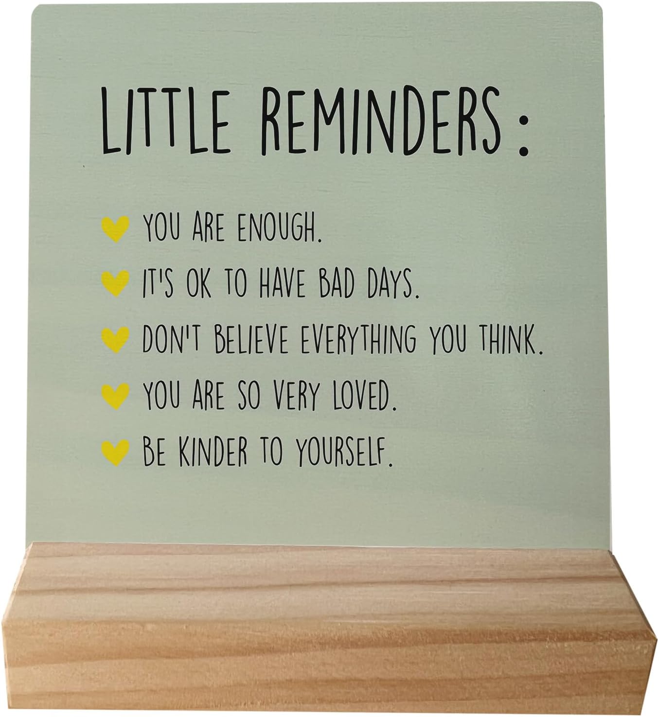 Little Reminders You are Enough Desk Wood Sign with Wooden Stand,Dorm Signs for College Girls, Inspirational Signs Decor for Office Dorm Room Desk,Back to School Gifts for College Students(Green)