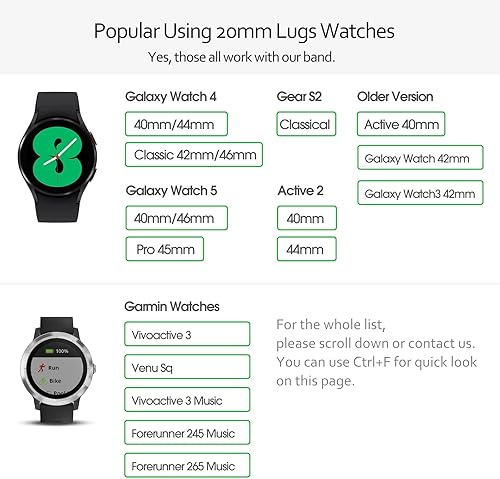 Miniatura 5 de Correa de silicona de 0.78 pulgadas compatible con Samsung Galaxy Watch 654 de 1.575 pulgadas, 1.732 pulgadas, Watch 6 Classic 1.654 pulgadas, 1.732