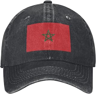 Washed Denim Hats Morocco Moroccans Classic Flag Baseball Cap for Men Women Classical Casual Adult Adjustable Comfortable Trucker Caps Dad Hat Golf Tennis Sports