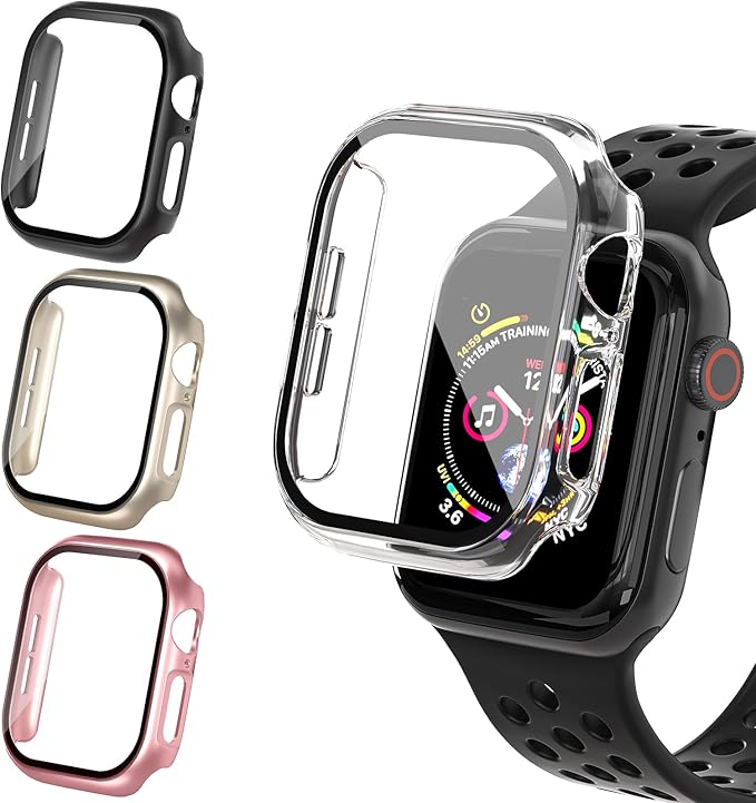 Hvalucen 4 Pack Case for Apple Watch with Builtin Tempered