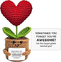 Handmade Crochet Positive Heart Flower Doll - Emotional Support Gifts for Women Men Teens, Birthday Easter Appreciation