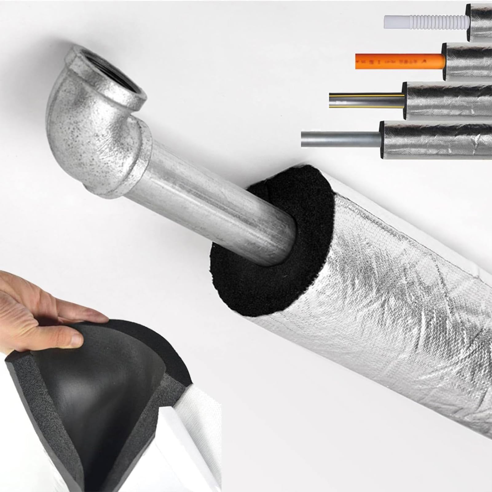 Tubo de Espuma, Fundas de Aislamiento Térmico para Tuberías Exteriores, Aislamiento para Tubos De Agua, Coquilla Aislante De Papel De Aluminio Autoadhesivo (ID) 219mm x (T) 30mm