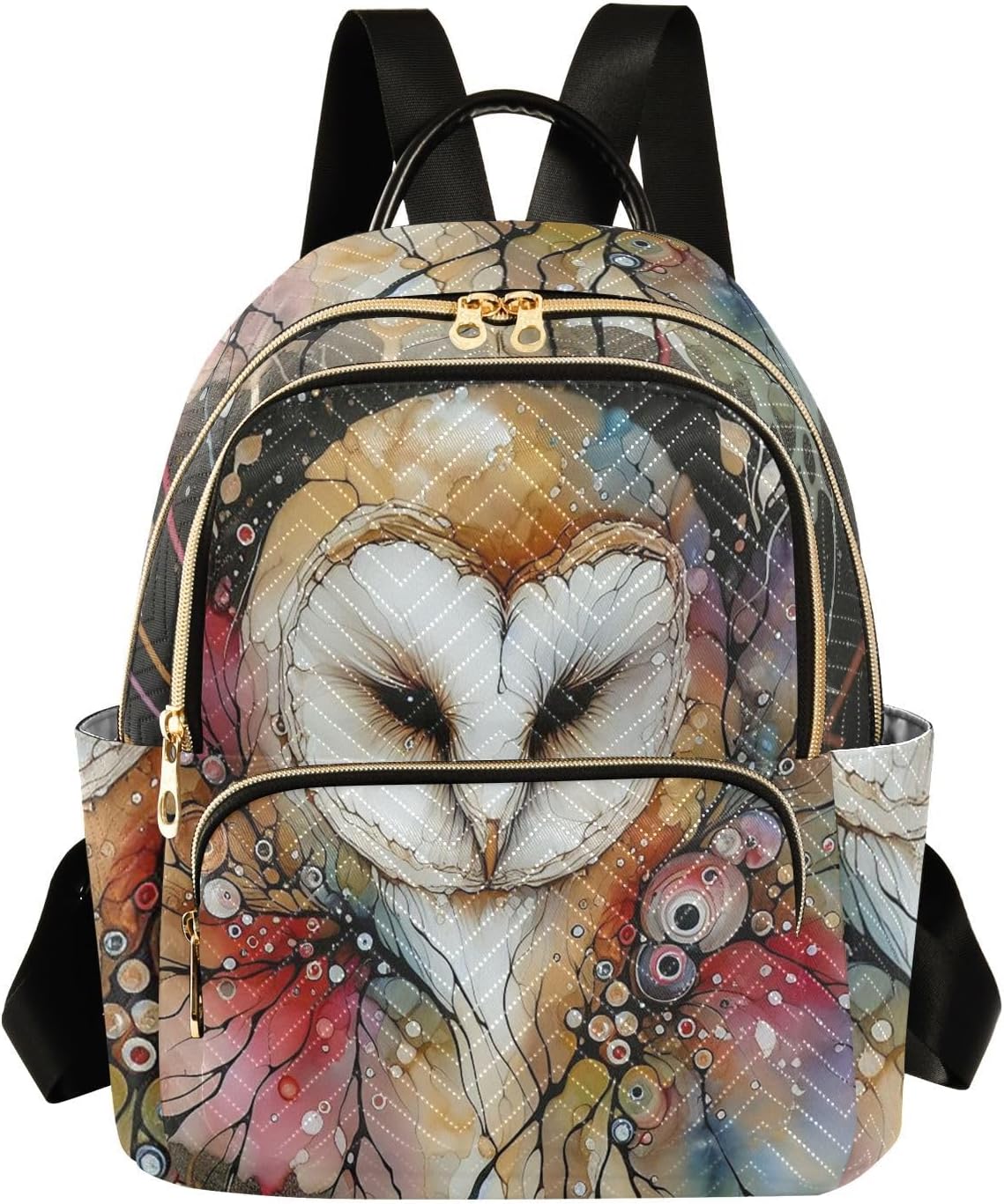Barn Owl Mini Backpack Women's Quilted Small Backpack Purse for Women College Fashion Travel Daypack Shoulder Bag