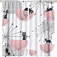Vista 9 de JESTRONRY Cortinas de gato negro de mediados de siglo, color rosa, atómico, abstracto, vintage, bohemio, geométrico, estilo de los años 50, 60