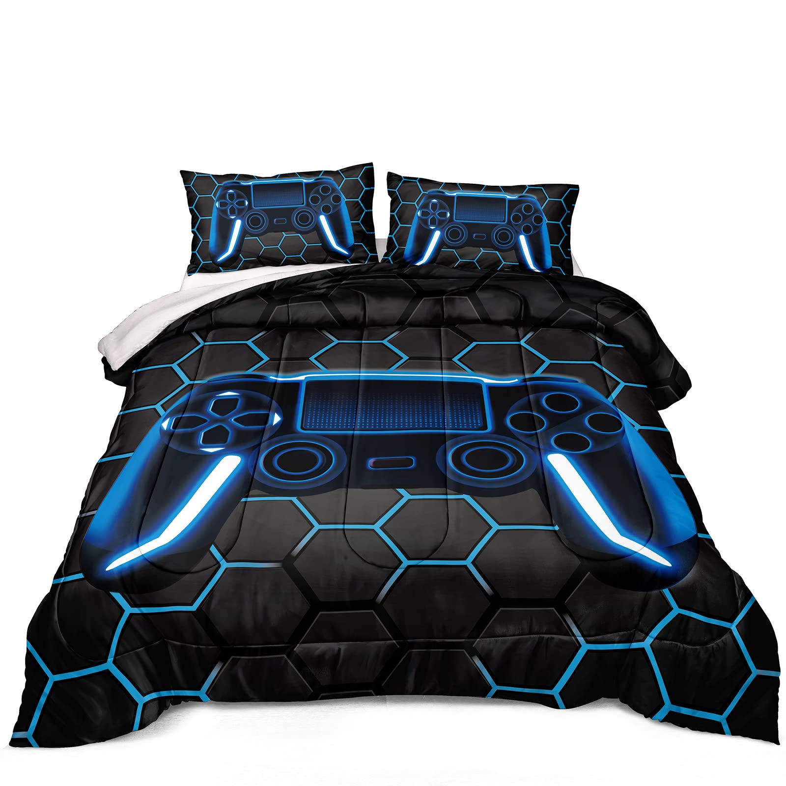 Z.Jian HOMEBoys Comforter Set,Gaming Bedding for Kids Teen,Game Console Comforter Set for Gamer Room Decor(comforter-Game41,Queen)
