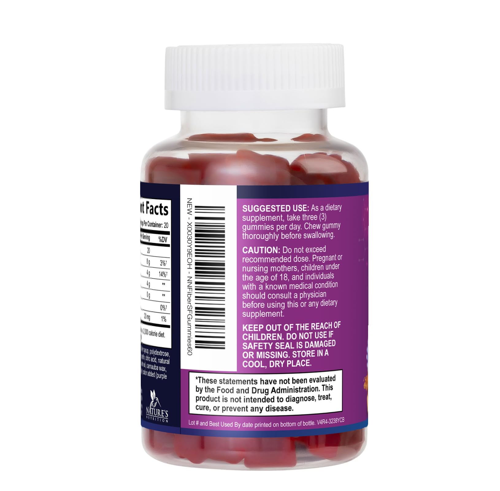 Fiber Gummies 4g – Sugar Free Prebiotic Plant-Based Fiber Supplement - Improved Soluble Formula Supports Digestive Health & Regularity - GLP-1 Friendly - Natural Berry Flavor Chewable - 60 Gummies — Amazon image 8