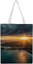 Sunrise Over Hawaii Canvas Tote Bag with Prints Reusable Large Grocery Handbag for Gift-Giving,Work,Shopping