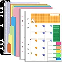 Vista 1 de Insertos para agenda Rancco A5, recambios mensuales para planificador, 90 páginas, papel de recambio para carpeta mensual de hojas sueltas con 6