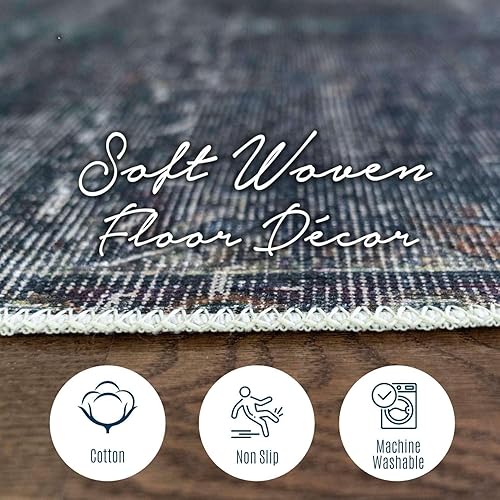 Miniatura 3 de Softwoven Rugs - Alfombra lavable a máquina, 90% algodón, antideslizante, apta para familias y mascotas, resistente a las manchas, sin