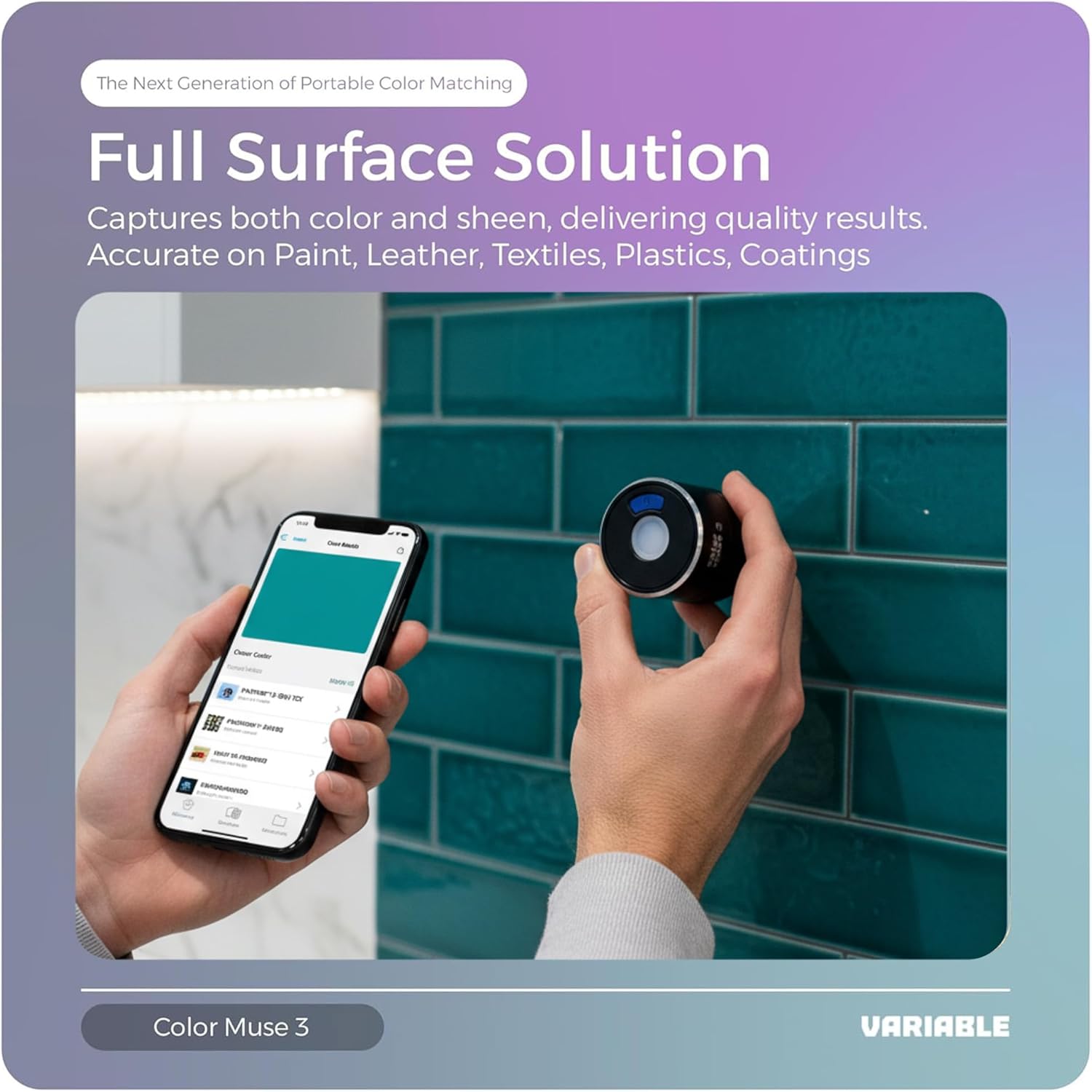 COLOR MUSE 3 Portable Color Matching and Paint Scanner Device with Protective Travel Case – Wireless Digital Colorimeter Sensor for Accurate Color - Pocket-Sized, Easy Carry, Indoor/Outdoor Projects