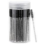 100PCS Disposable Eyelash Brush, Mascara Wands with Container Makeup Brushes Applicators Kits, Eyebrow Spoolies Brush for Eyelash Extensions(Pink,Black)