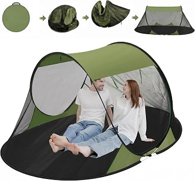 Pop up Mosquito Tent for Camping, 86.6 x 59 x 45.3 Inch Bug Net Tent with Instant Automatic Setup, Lightweight Portable Screen Net Fits Most Camping Cot for Outdoor Hiking TravelArmy Green
