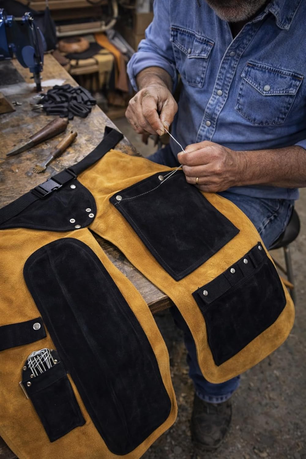 Pro Equine Western Leather Fully Adjustable Horse Farrier Apron Fits All 23113