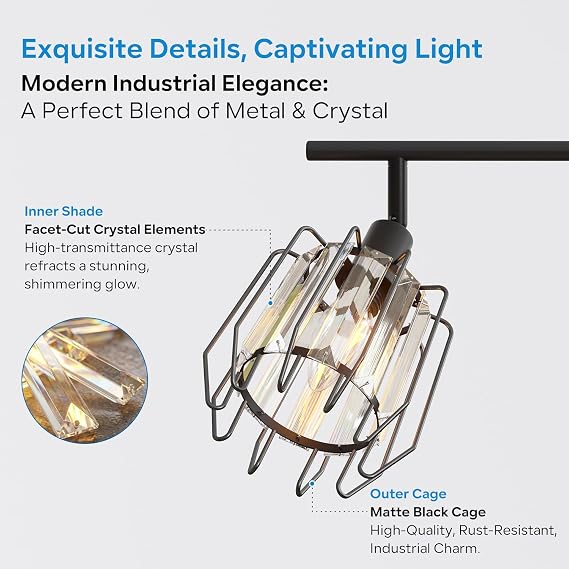 LVWIT Spotlight Kitchen Light,3 Way Black Spot Lights Ceiling,Adjustable Ceiling Lights Living Room with E14 Base,Spotlights Light Fittings Ceilings for Kitchen Living Room(NO Bulbs,Glass Lamp Shade) [Energy Class A]