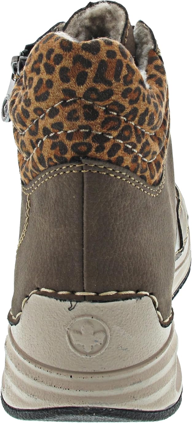Rieker 44565 Stivali Stringati Donna – Autunno Inverno – Suola Morbida E Stampa Leopardata - 3