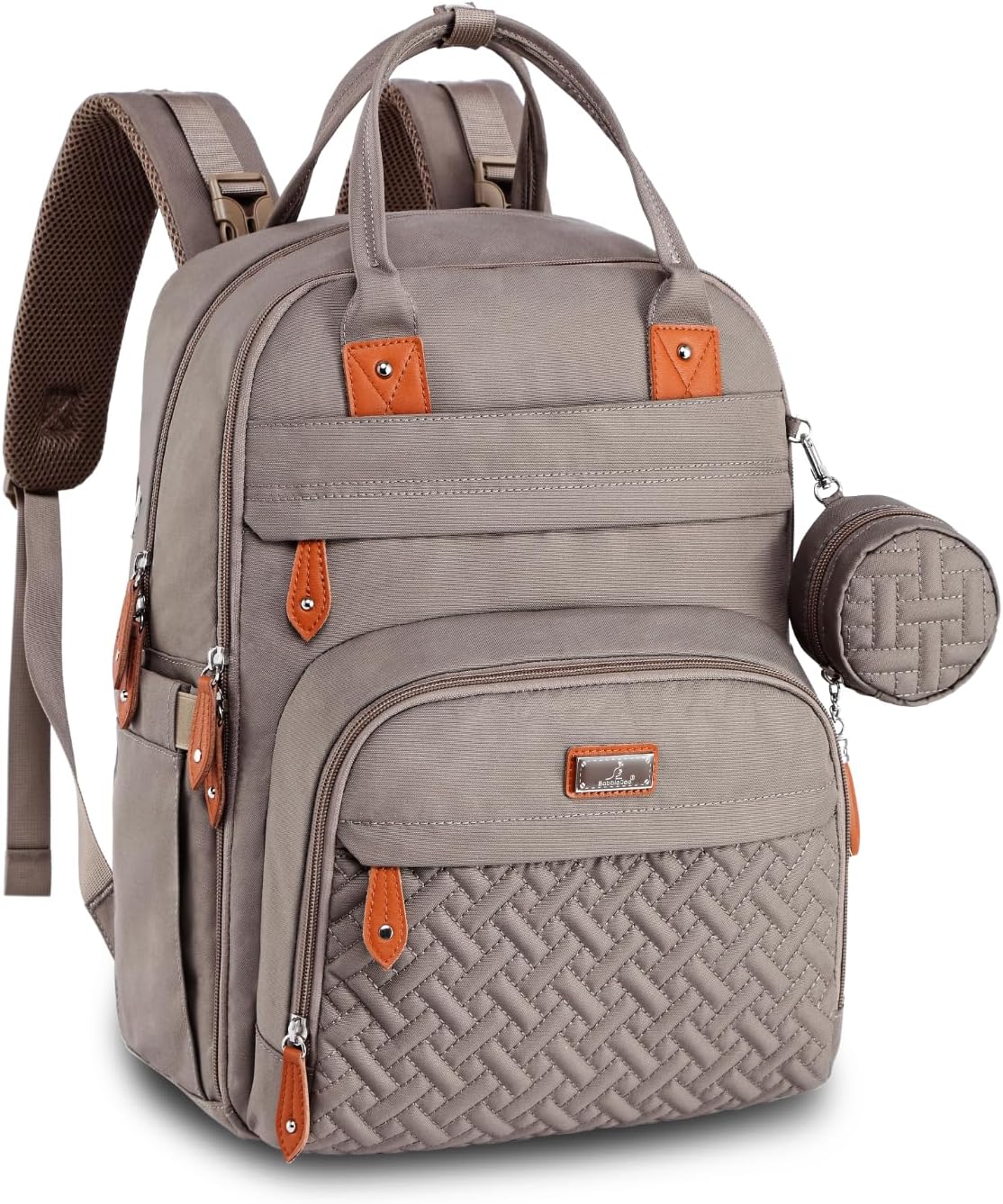 Diaper Bag Backpack, BabbleRoo Baby Nappy Changing Bags Multifunction Waterproof Travel Back Pack with Changing Pad & Stroller Straps & Pacifier Case, Unisex and Stylish (Khaki)