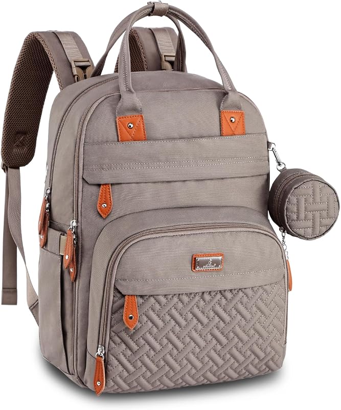 BabbleRoo Mochila para pañales - Bolsa de viaje Baby Essentials - Bolsa de pañales multifunción resistente al agua, bolsa de viaje esencial para bebé con cambiador, correas para cochecito y estuche para chupete - Unisex, caqui