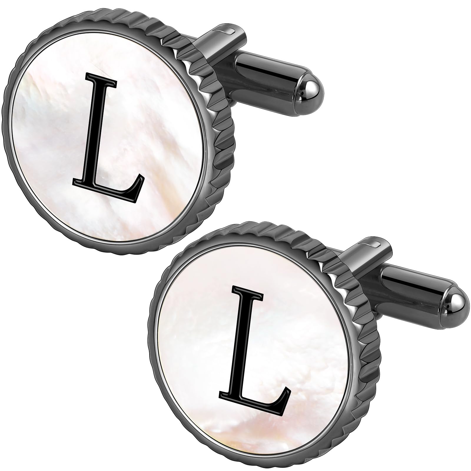 Cuff Links Mens Golden Silver Gunmetal Black, Cufflinks for Men Custom Initial Personalized Mother Of Pearl Mens Cufflink for Shirt Golden Silver Gunmetal Black Cuff Link Shirt for Wedding